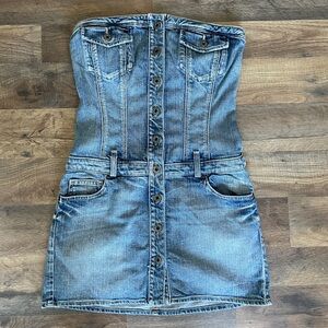 Guess Denim Strapless Mini Dress